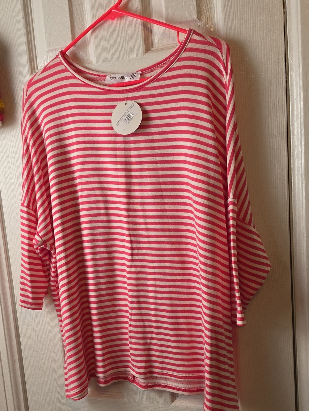 NWT KIKI LARUE Pink & White Striped TUNIC Tee